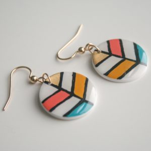 Clay N Wire Colorful Leaf Earrings